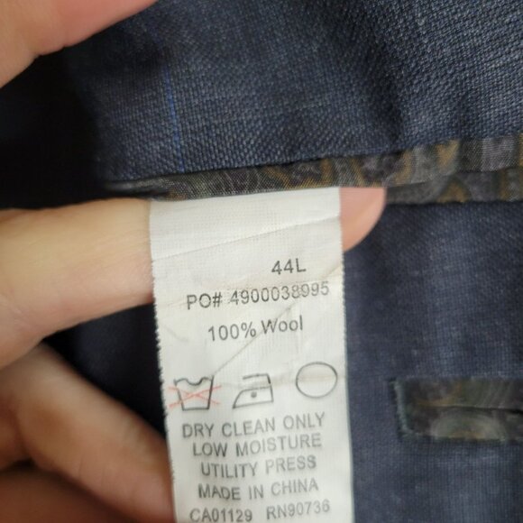 Lauren Ralph Lauren Blazer Men's 44L Flawed Wool Plaid Navy Blue Old Money Acade - Picture 11 of 12